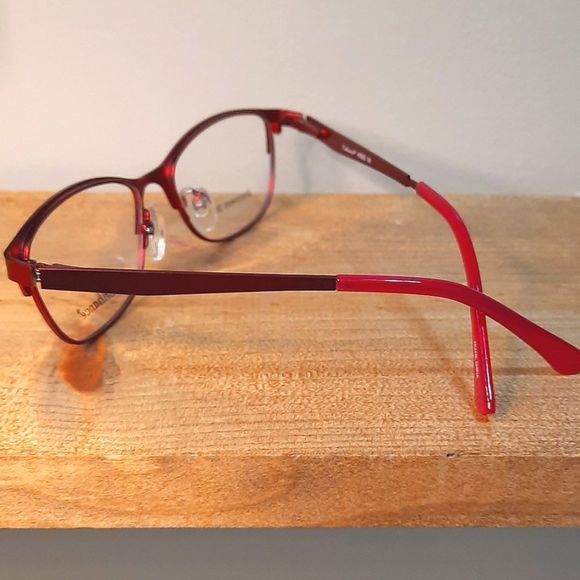NEW prescription-ready Eyeglass Frame burgundy STAINLESS STEEL youth small adult - Picture 3 of 7